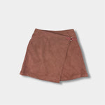 Load image into Gallery viewer, Happily Grey Kids Faux Brown Suede Wrap Skirt M 7/8
