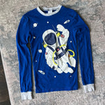 Load image into Gallery viewer, Mini Boden Snug Long John Pajamas Blue Astronaut 14
