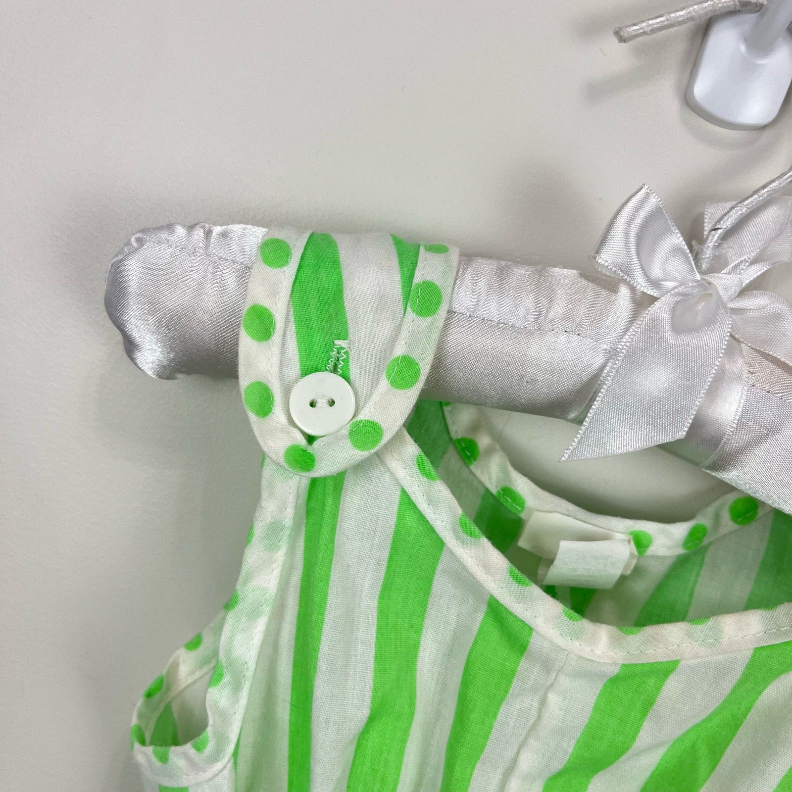 Vintage Carrots Green Polka Dot Stripe Romper 18 Months USA