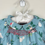 Load image into Gallery viewer, Mini Boden Smocked Blue Woodland Peter Pan Collar Dress 6-12 Months
