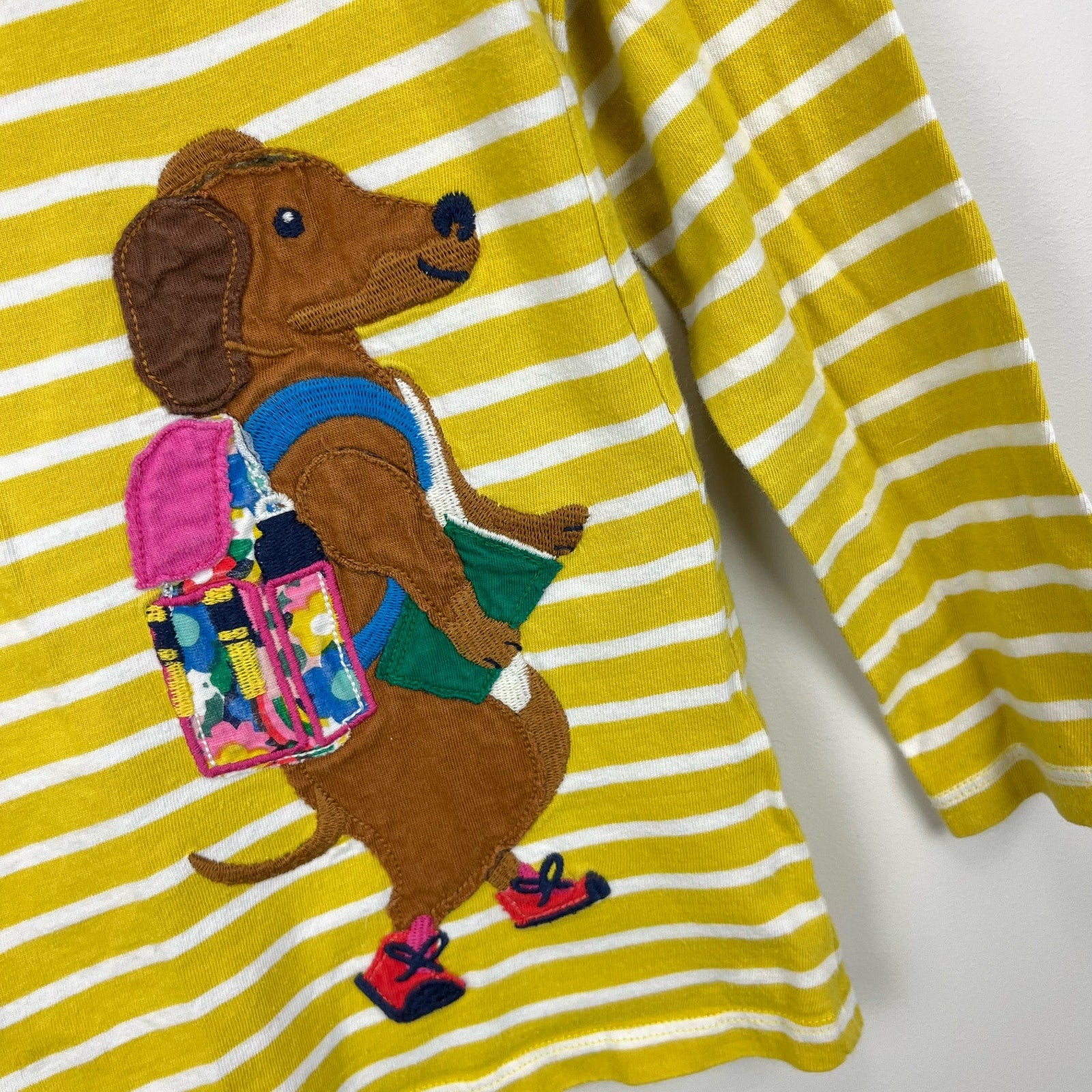 Mini Boden Front & Back T-shirt Yellow Ivory Animals 6-7