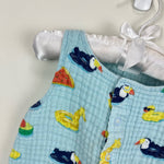 Load image into Gallery viewer, Angel Dear Shortie Romper Blue Muslin 6-12 Months
