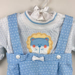 Load image into Gallery viewer, Vintage Healthtex Blue Polka Dot Applique Lion Romper 6 Months USA
