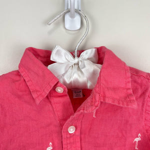 Janie and Jack Embroidered Flamingo Button Up Shirt 12-18 Months