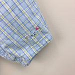 Load image into Gallery viewer, Vintage Gymboree Blue Plaid Flower Overalls Layette 0-3 Months
