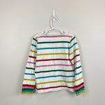 Load image into Gallery viewer, Mini Boden Fun Breton Tee Ivory/Multi Rainbow Cuff 7-8
