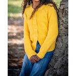 Load image into Gallery viewer, Hanna Andersson Mustard Yellow Cotton Cardigan Sweater 130 cm 8
