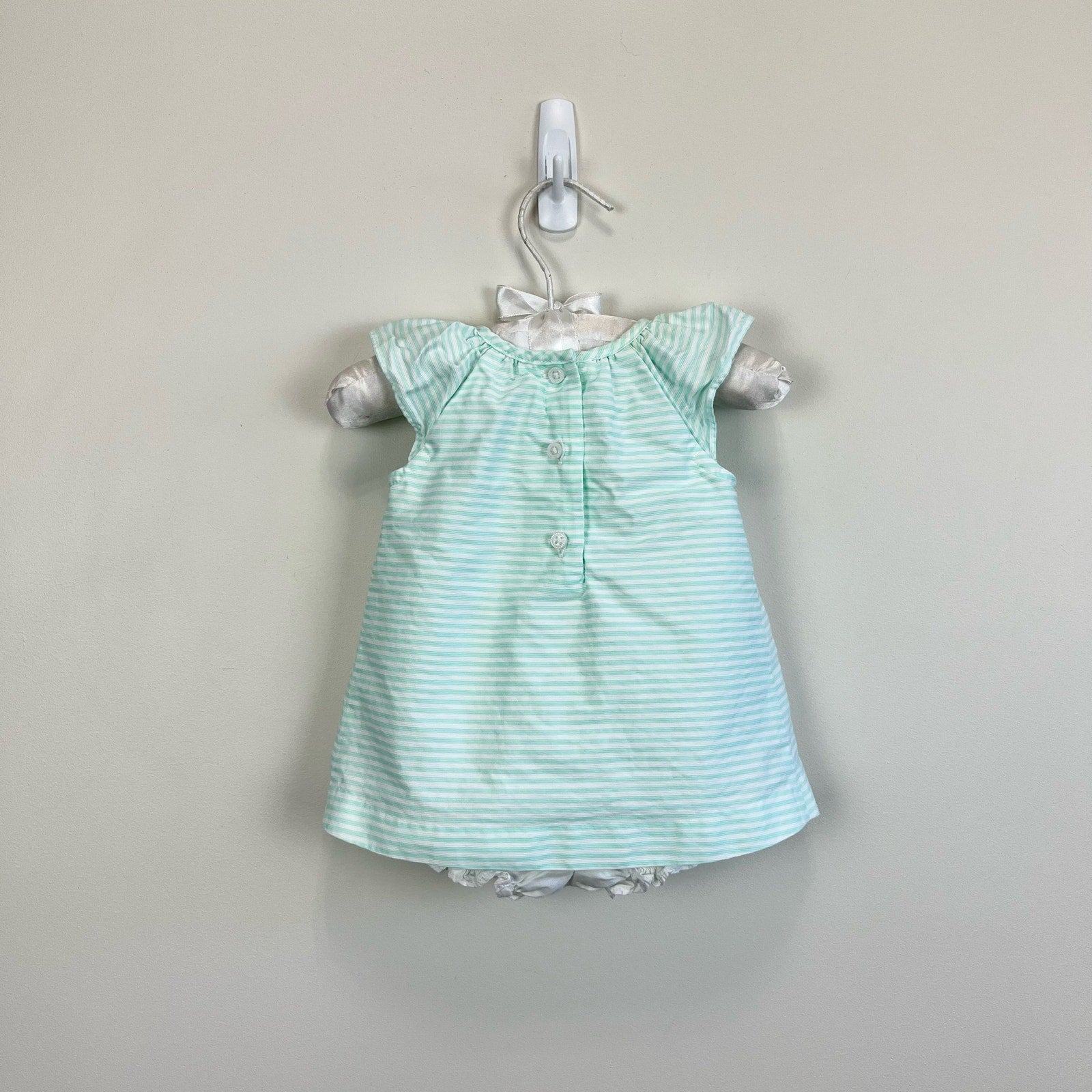 Janie & Jack Aqua Stripe Flutter Sleeve Romper 0-3 Months