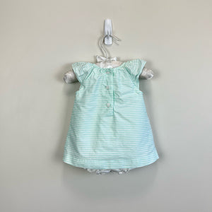 Janie & Jack Aqua Stripe Flutter Sleeve Romper 0-3 Months