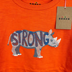 Load image into Gallery viewer, Mini Boden Animal Printed Cotton T-Shirt Fire Opal Orange Rhino 8-9 NWT
