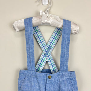 Janie and Jack Chambray Blue Suspender Shorts 18-24 Months