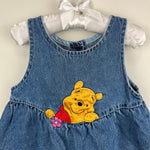 Load image into Gallery viewer, Vintage Pooh 100 Acres Collection Denim Jumper Dress 18 Months
