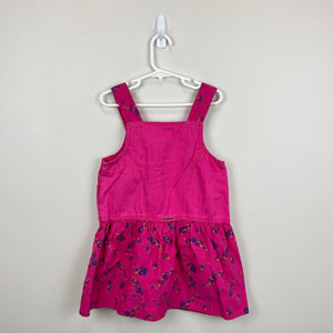 Vintage Calabash Pink Floral Denim Jumper Dress 5T