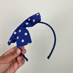 Load image into Gallery viewer, Gymboree Blue Polka Dot Ribbon Hair Bow
