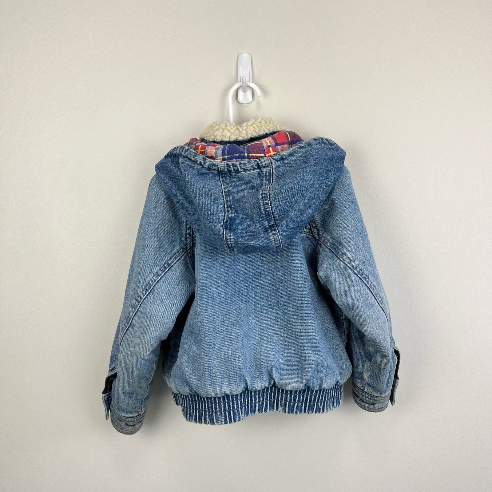 Vintage OshKosh B'gosh Hooded Jean Sherpa Jacket L (6)