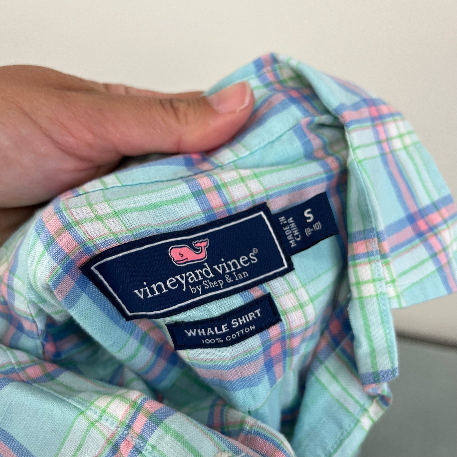 Vineyard Vines Plaid Whale Shirt Small (8-10)