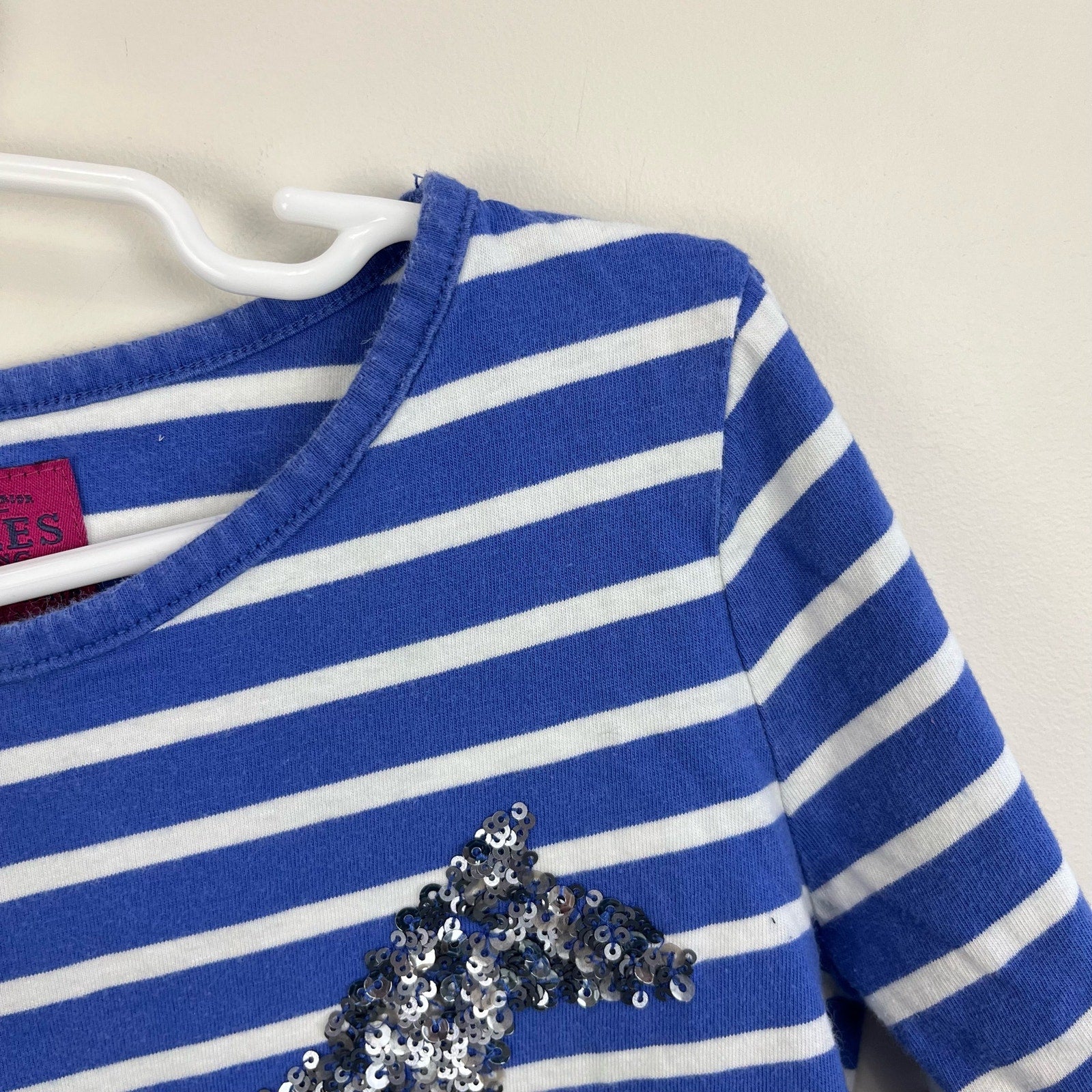 Joules Sequin Blue Stripe Horse Shirt 7-8