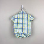 Load image into Gallery viewer, Janie and Jack Plaid Poplin Romper Blue Green Yellow 0-3 Months
