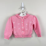 Load image into Gallery viewer, Vintage First Impressions Infants Wear Pink Ruffle Bow Cardigan Sweater 6-9 Months
