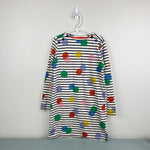 Load image into Gallery viewer, Mini Boden Fun Breton Dress Ivory Navy Stripe Rainbow Polka Dots 7-8 NWOT
