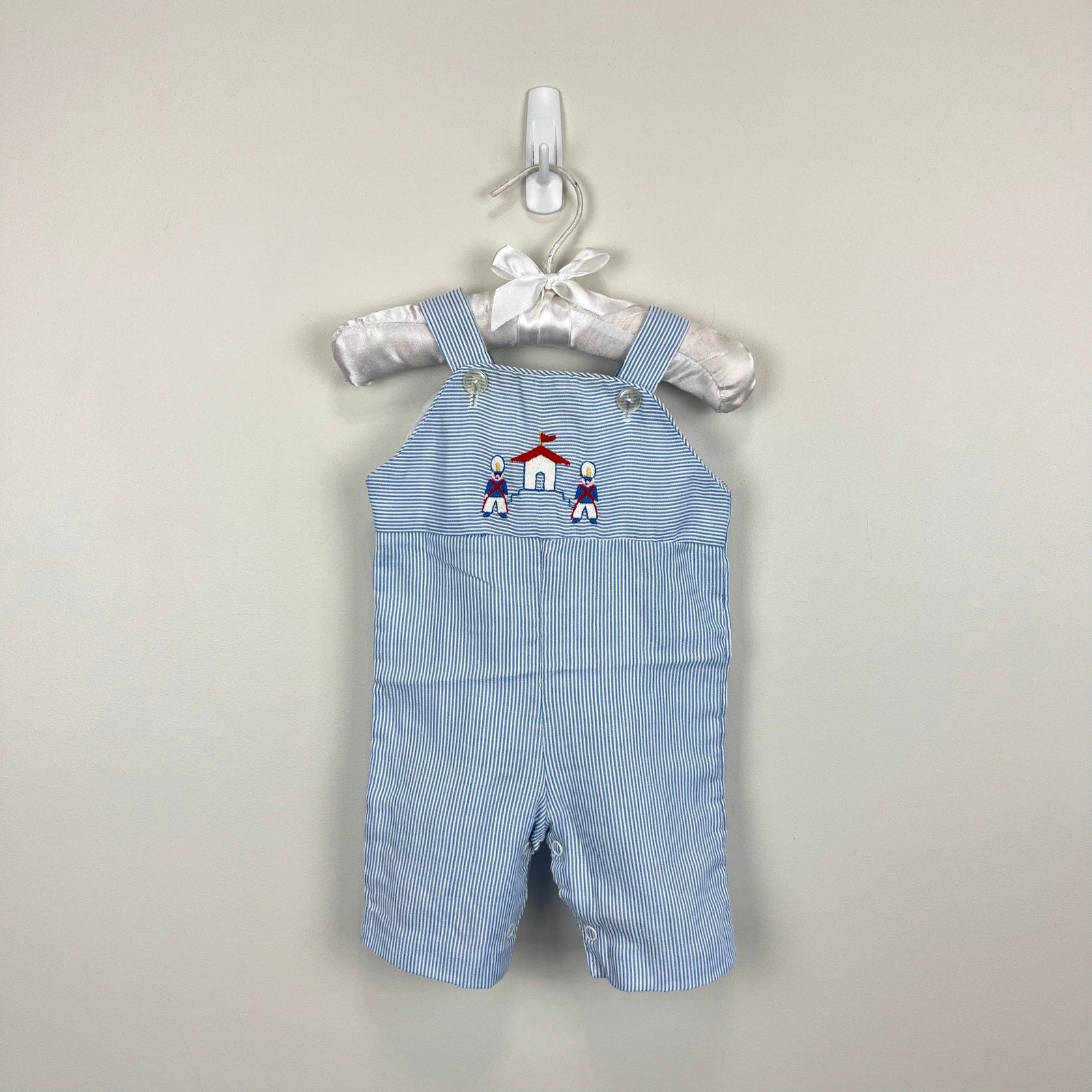 Vintage Blue Striped Guard House Overalls 0-3 Months