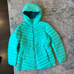 Load image into Gallery viewer, Lands' End Kids Down Insulated Hooded Jacket Aqua M 10-12
