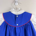 Load image into Gallery viewer, Vintage Blue Applique Flower Pinafore Dress Set Baby Girl
