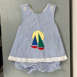 Load image into Gallery viewer, Vintage Samara Applique Sailboat Dress Set 18 Months

