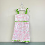 Load image into Gallery viewer, Lilly Pulitzer Girls Little Franco Dress Hotty Pink Alligator Grrrowl Embroidered 8
