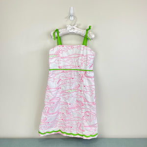 Lilly Pulitzer Girls Little Franco Dress Hotty Pink Alligator Grrrowl Embroidered 8