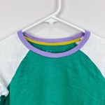 Load image into Gallery viewer, Mini Boden Raglan T-Shirt Applique Rainbow Stripes 11-12
