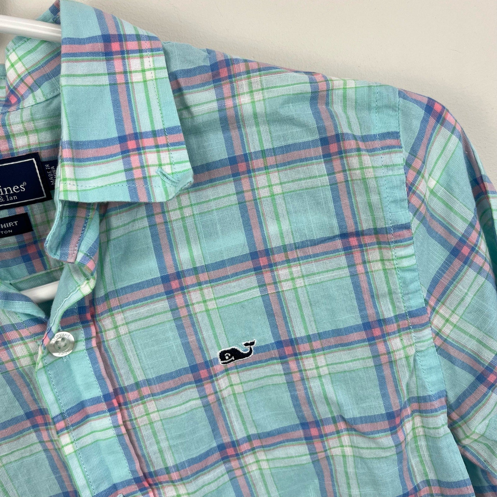 Vineyard Vines Plaid Whale Shirt Small (8-10)