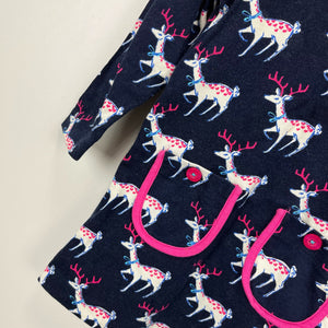 Hatley Navy Blue & Pink Reindeer Dress 3T