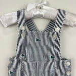 Load image into Gallery viewer, Ralph Lauren Seersucker Striped Flag Shortall Romper 6 Months
