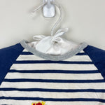 Load image into Gallery viewer, Mini Boden Navy Striped Royal Sprout Long Sleeve Applique T-Shirt 6-12 Months
