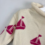Load image into Gallery viewer, Claver Ivory Pink Sailboat Roll Neck Sweater 6 Months
