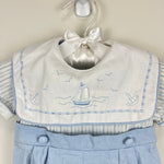 Load image into Gallery viewer, Vintage Toddle Tyke Blue and White Sailor Suit Romper 3 Months USA

