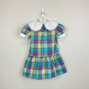 Vintage Robyn Sue Fashions Pastel Plaid Dress 4T