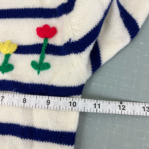 Vintage Tokens II Navy Striped Knit Flower Sweater 3T