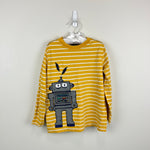 Load image into Gallery viewer, Hanna Andersson Long Sleeve Striped Applique T-Shirt Yellow Robot 110 cm 5T
