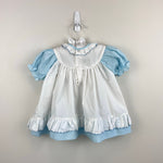 Load image into Gallery viewer, Vintage Grandma's Baby Blue White Pinafore Ruffle Dress Baby Girl
