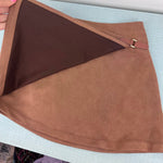 Load image into Gallery viewer, Happily Grey Kids Faux Brown Suede Wrap Skirt M 7/8

