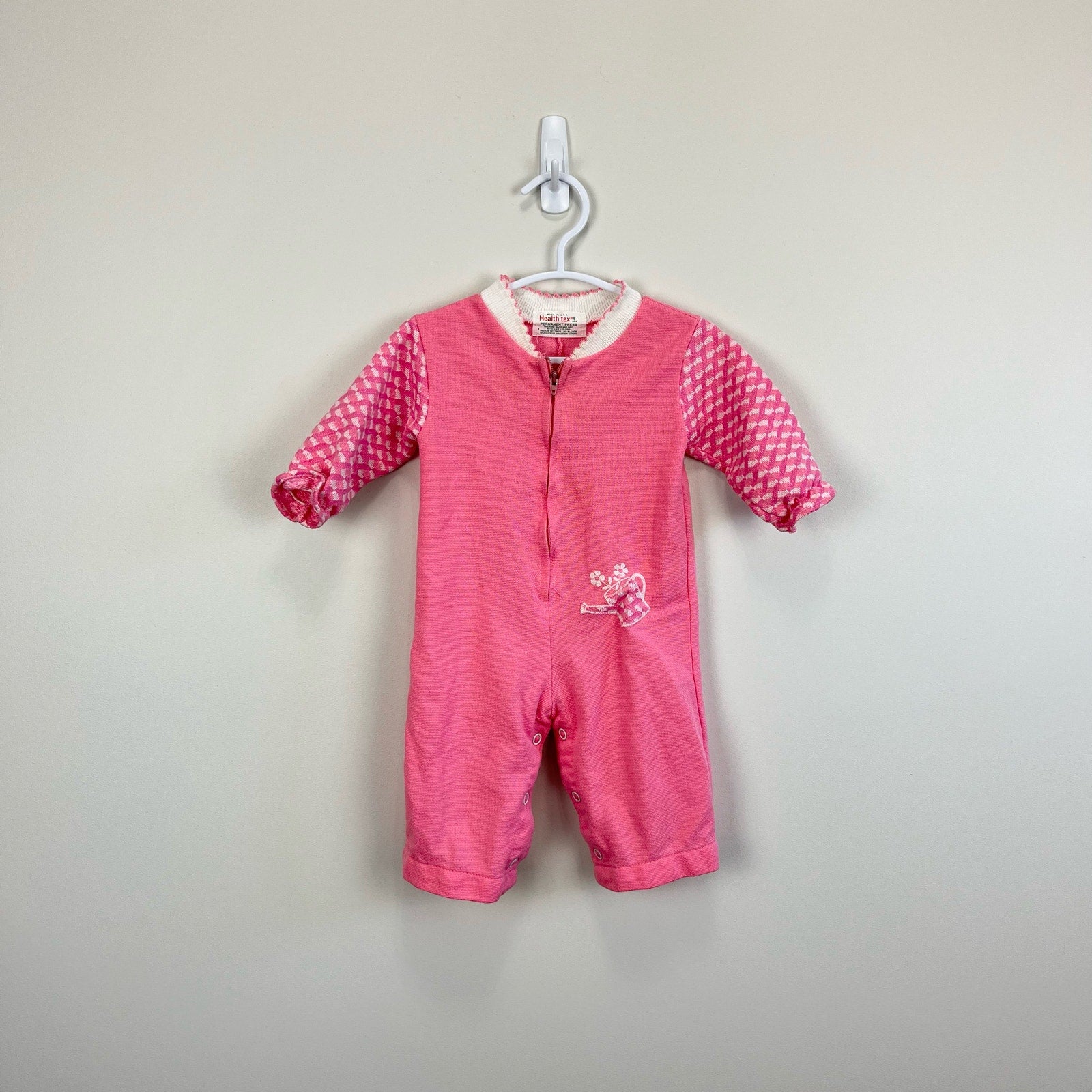 Vintage Health-tex Pink Garden Coveralls 6 Months USA