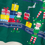 Load image into Gallery viewer, Mini Boden Christmas Deliveries T-Shirt Highland Green Elf Factory 5-6
