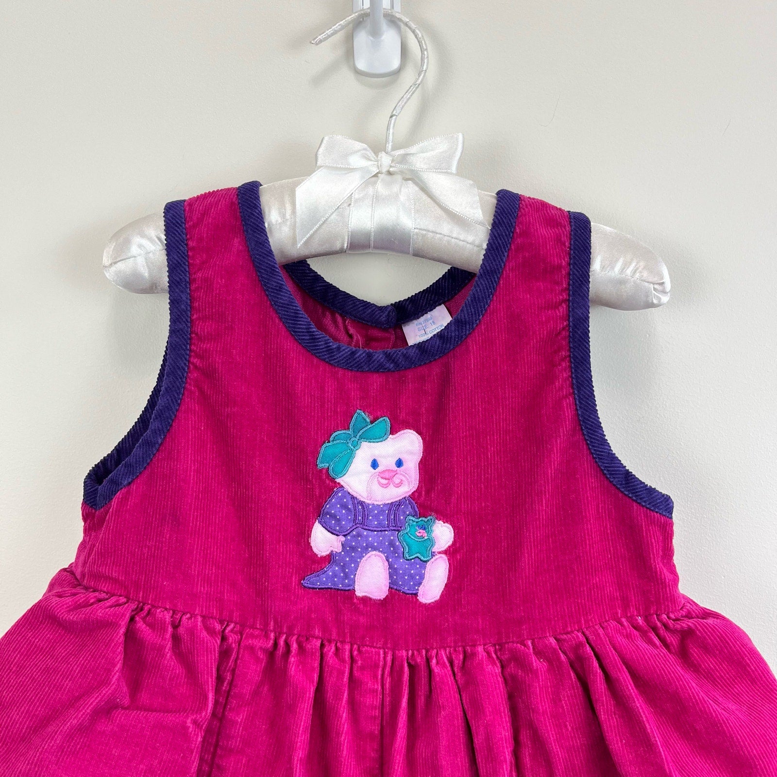 Vintage Teddy Bear Ruffle Overalls 18 Months