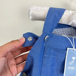 Load image into Gallery viewer, Jacadi Paris Chambray Blue Shortalls 6 Months NWT
