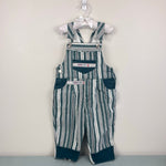 Load image into Gallery viewer, Vintage Number One Jeans Green White Striped Overalls 24 Months Italy
