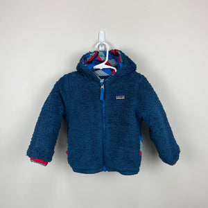 Patagonia Reversible Tribbles Jacket Blue Red Stripes 2T