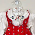 Load image into Gallery viewer, Vintage OshKosh B'gosh Red Snowman Overalls Set 3-6 Months
