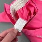 Load image into Gallery viewer, Vintage Pink Cat Lace Ruffle Overalls 12 Months USA
